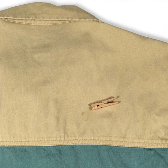 Vintage Gap Vest Adult MEDIUM Brown Green Color Block Mechanic Patches Work 90s